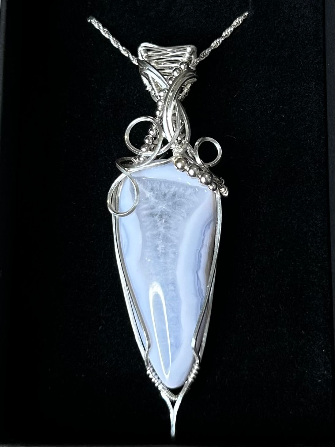 Blue Lace Agate Sterling Silver Necklace