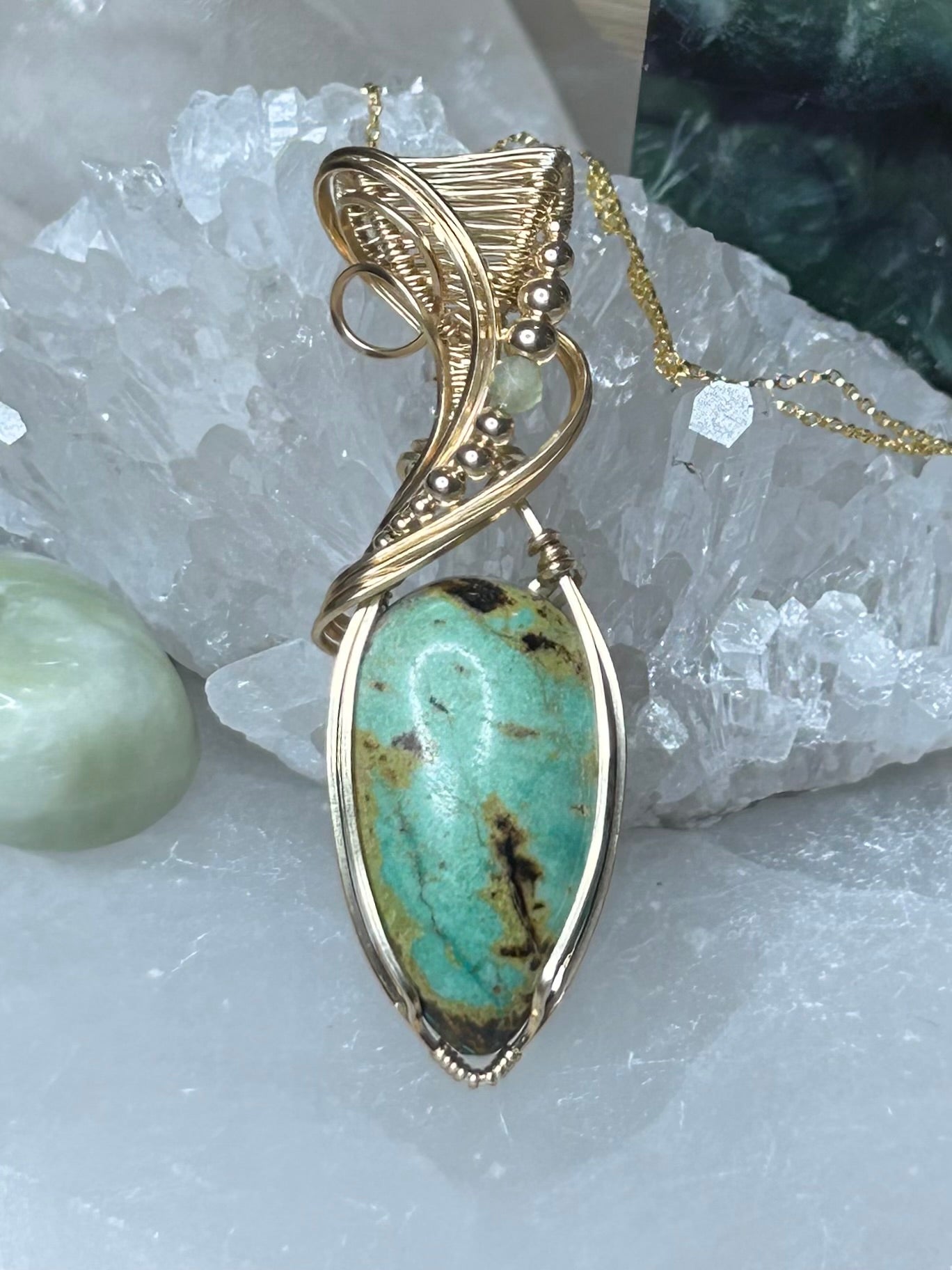 Emerald Valley Turquoise and Morganite 14k Gold Filled Necklace