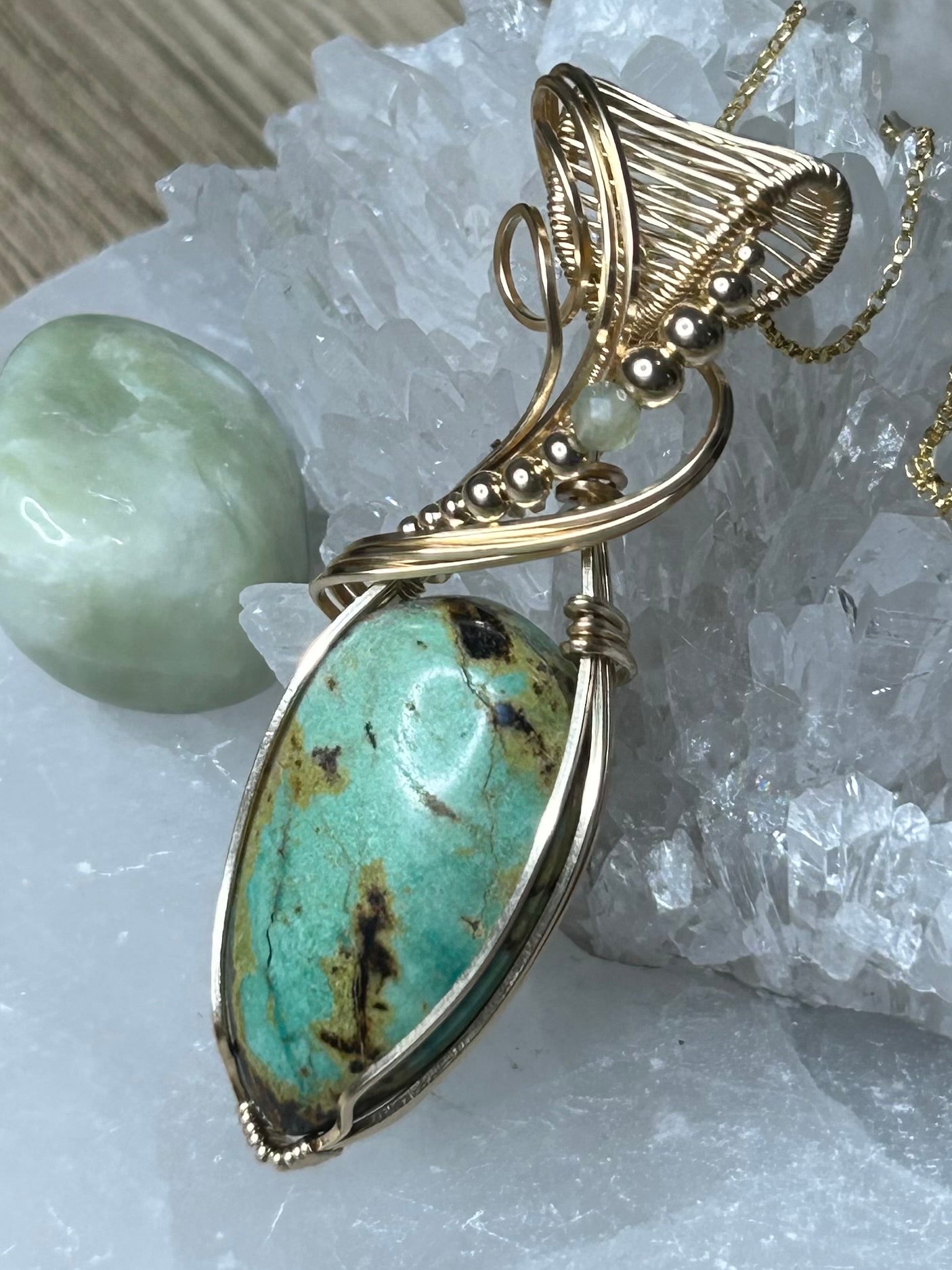 Emerald Valley Turquoise and Morganite 14k Gold Filled Necklace