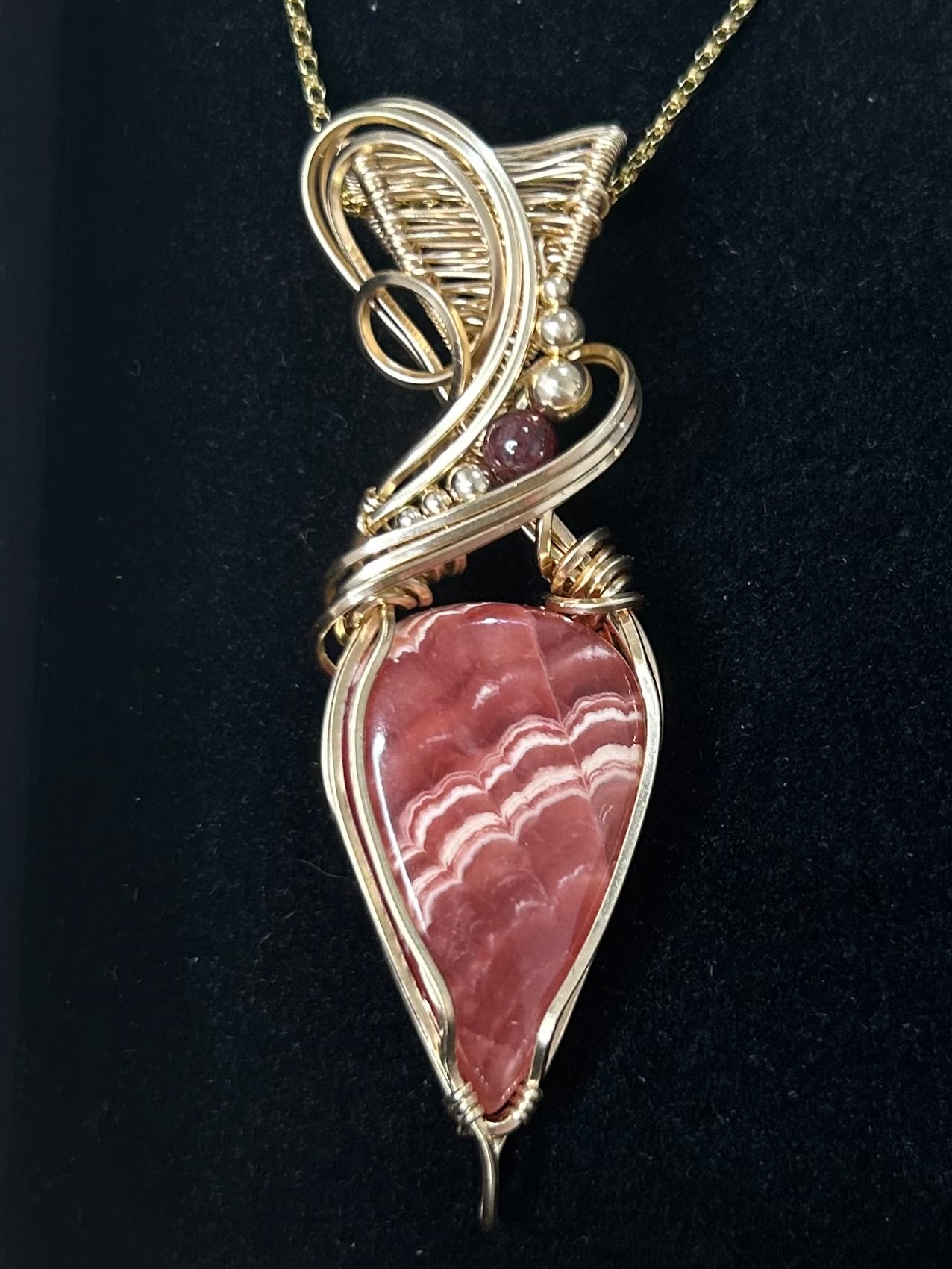 Rhodochrosite and Garnet 14k Gold Filled Necklace