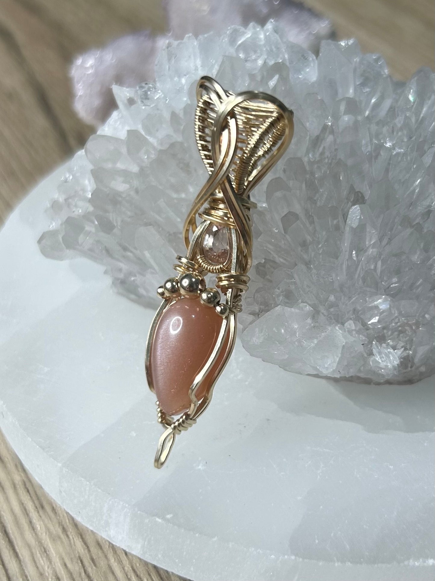 Peach Moonstone and Peach Topaz 14k Gold Filled Necklace