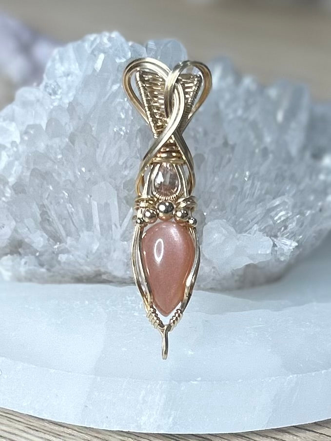 Peach Moonstone and Peach Topaz 14k Gold Filled Necklace