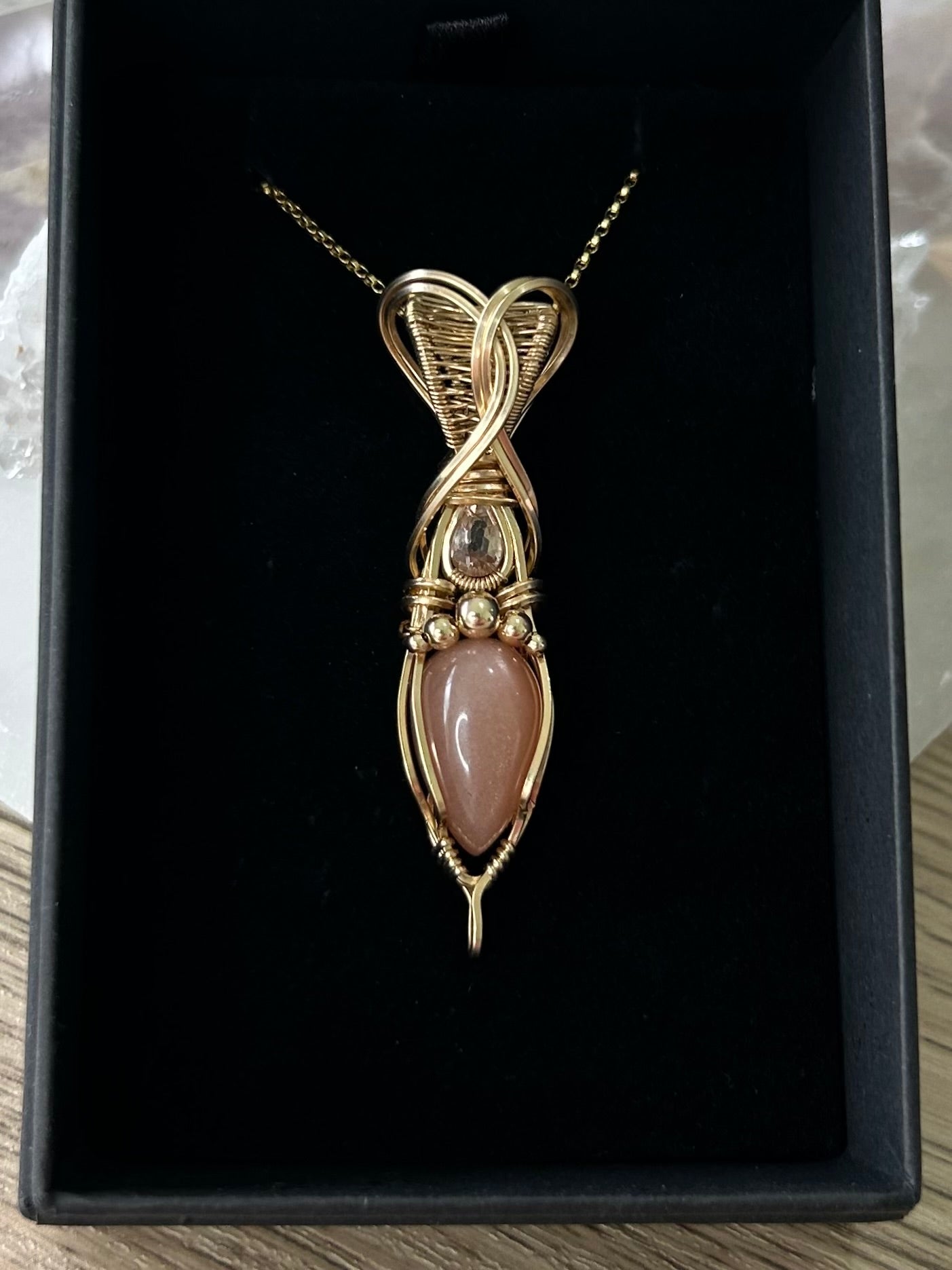 Peach Moonstone and Peach Topaz 14k Gold Filled Necklace