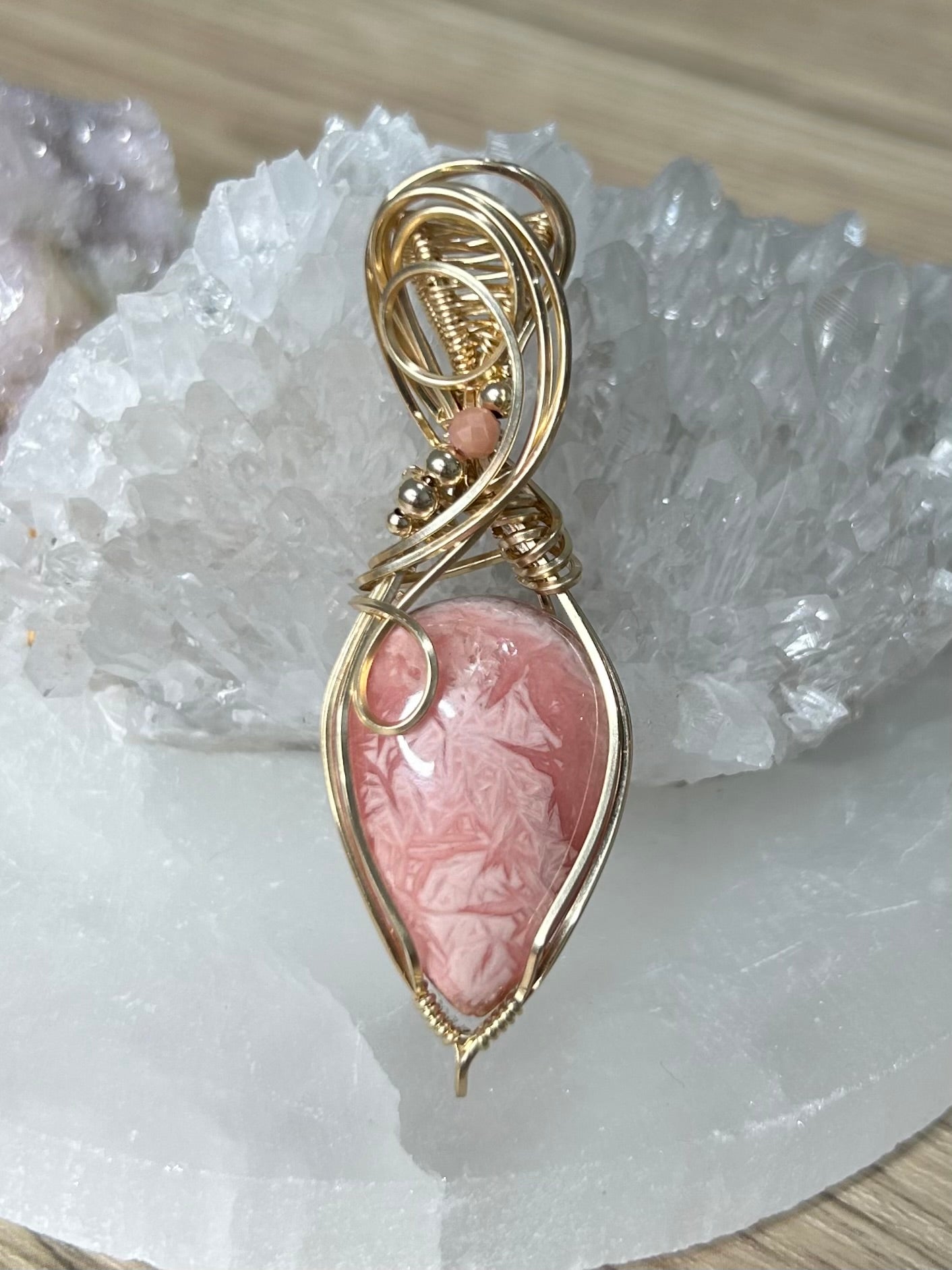 Rhodochrosite 14k Gold Filled Necklace