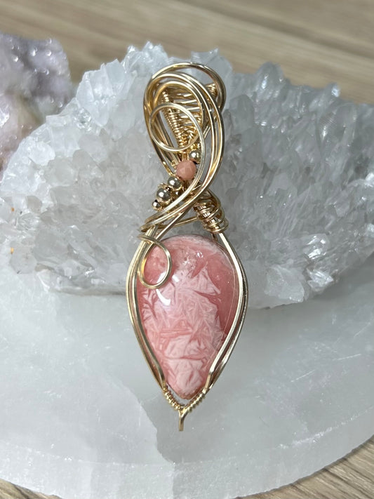 Rhodochrosite 14k Gold Filled Necklace