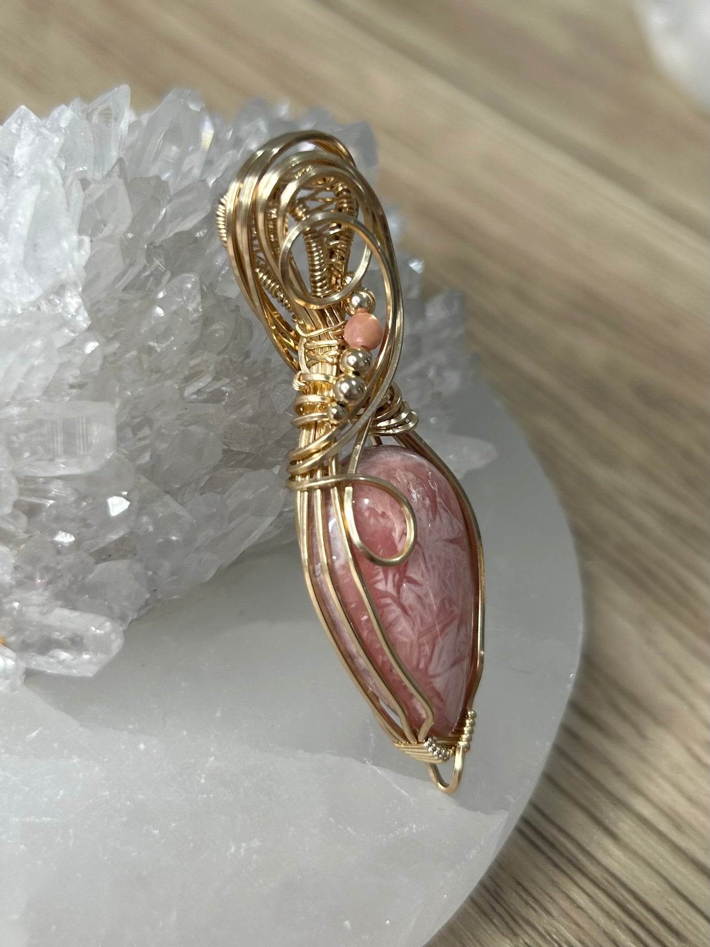 Rhodochrosite 14k Gold Filled Necklace