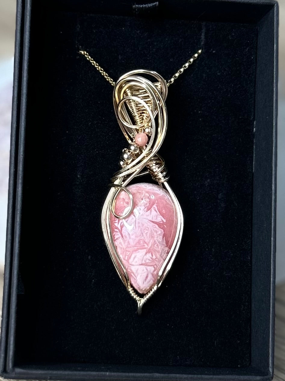 Rhodochrosite 14k Gold Filled Necklace