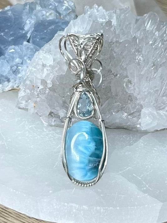 Larimar and Aquamarine Sterling Silver Necklace