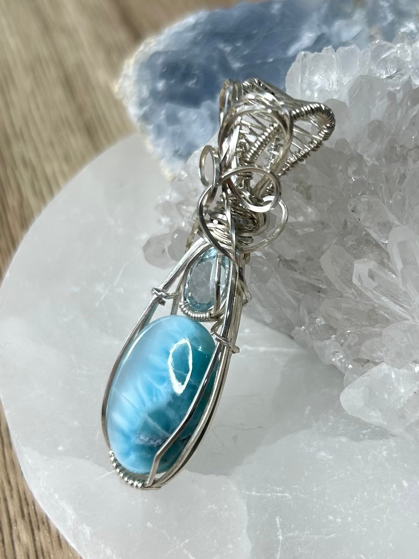 Larimar and Aquamarine Sterling Silver Necklace