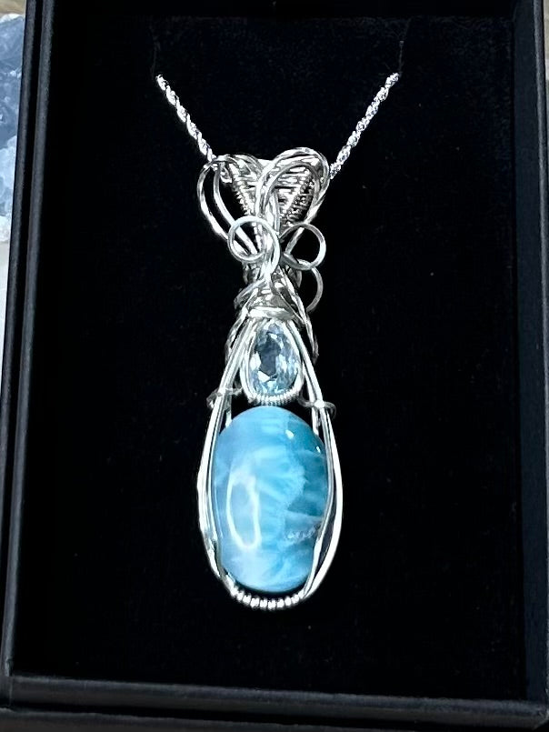 Larimar and Aquamarine Sterling Silver Necklace