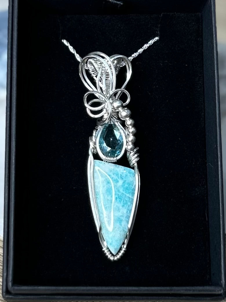 Amazonite and Apatite Sterling Silver Necklace