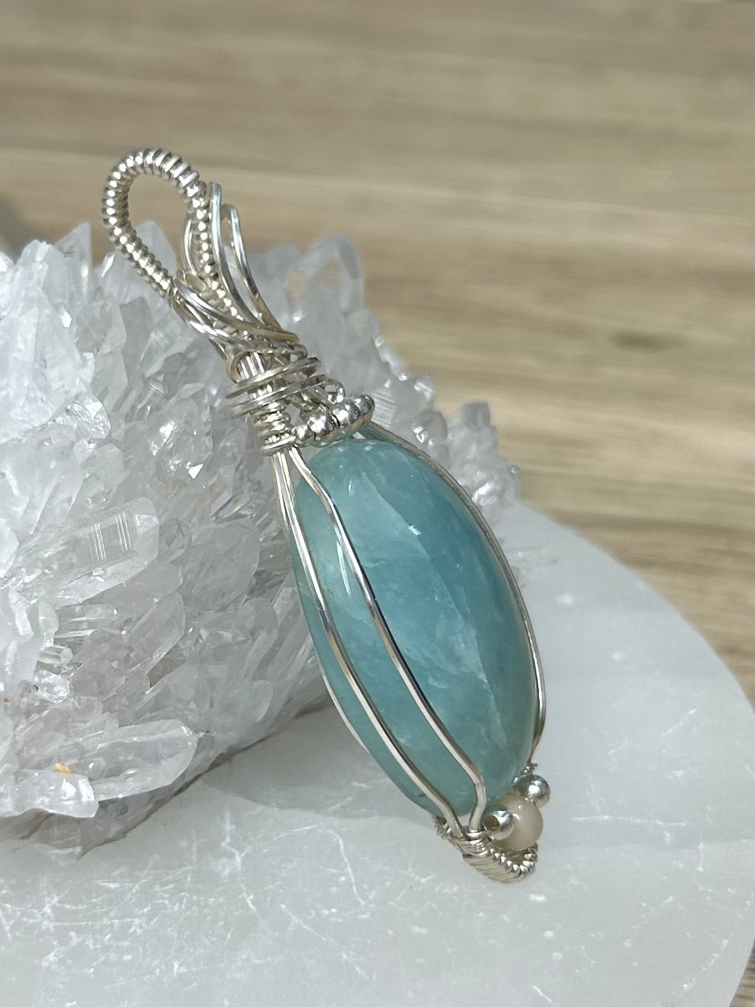 Aquamarine and Amazonite Sterling Silver Necklace