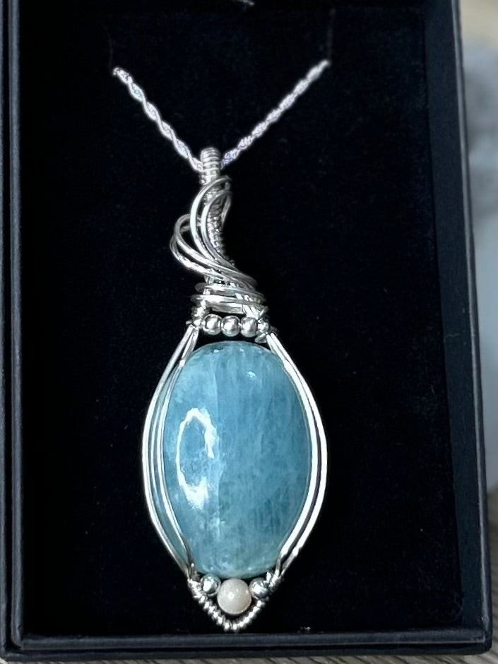 Aquamarine and Amazonite Sterling Silver Necklace