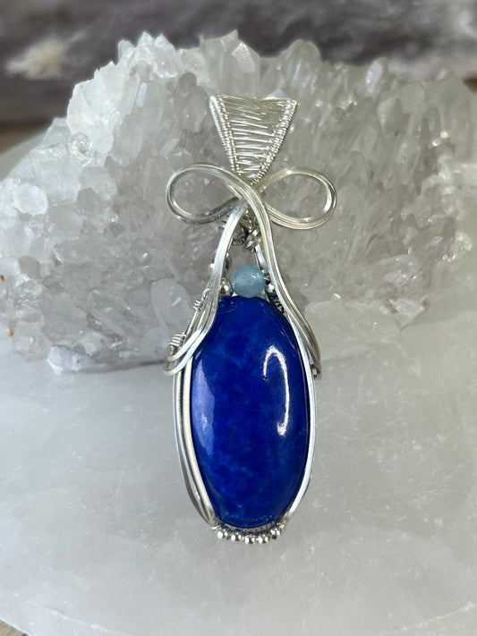 Lapis Lazuli and Aquamarine Sterling Silver Necklace