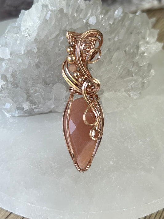 Peach Moonstone and Pink Morganite 14k Rose Gold Filled Necklace