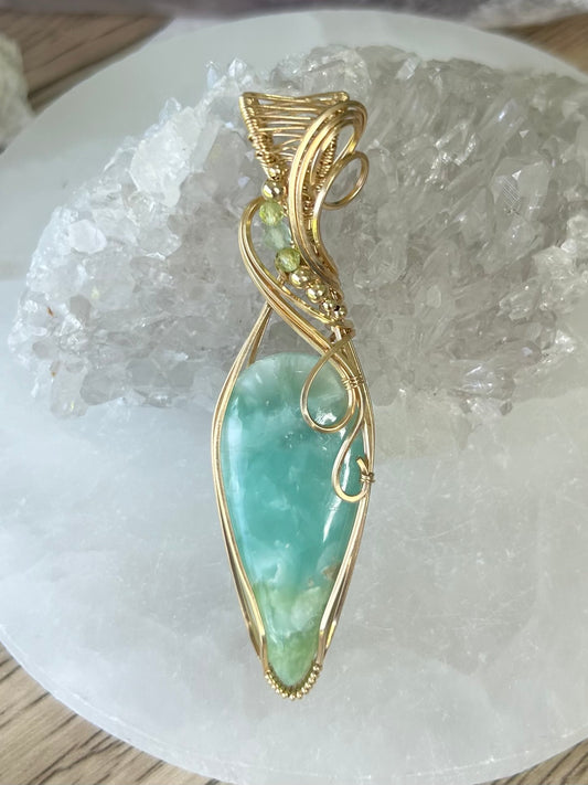 Hemimorphite, Fluorite and Peridot 14k Gold Filled Necklace